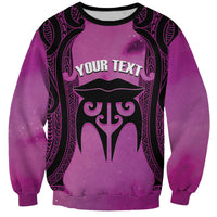 Personalised Moko Kauae New Zealand Sweatshirt Maori Chin Tattoo Pink LT14 Unisex Pink - Polynesian Pride