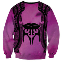 Personalised Moko Kauae New Zealand Sweatshirt Maori Chin Tattoo Pink LT14 - Polynesian Pride