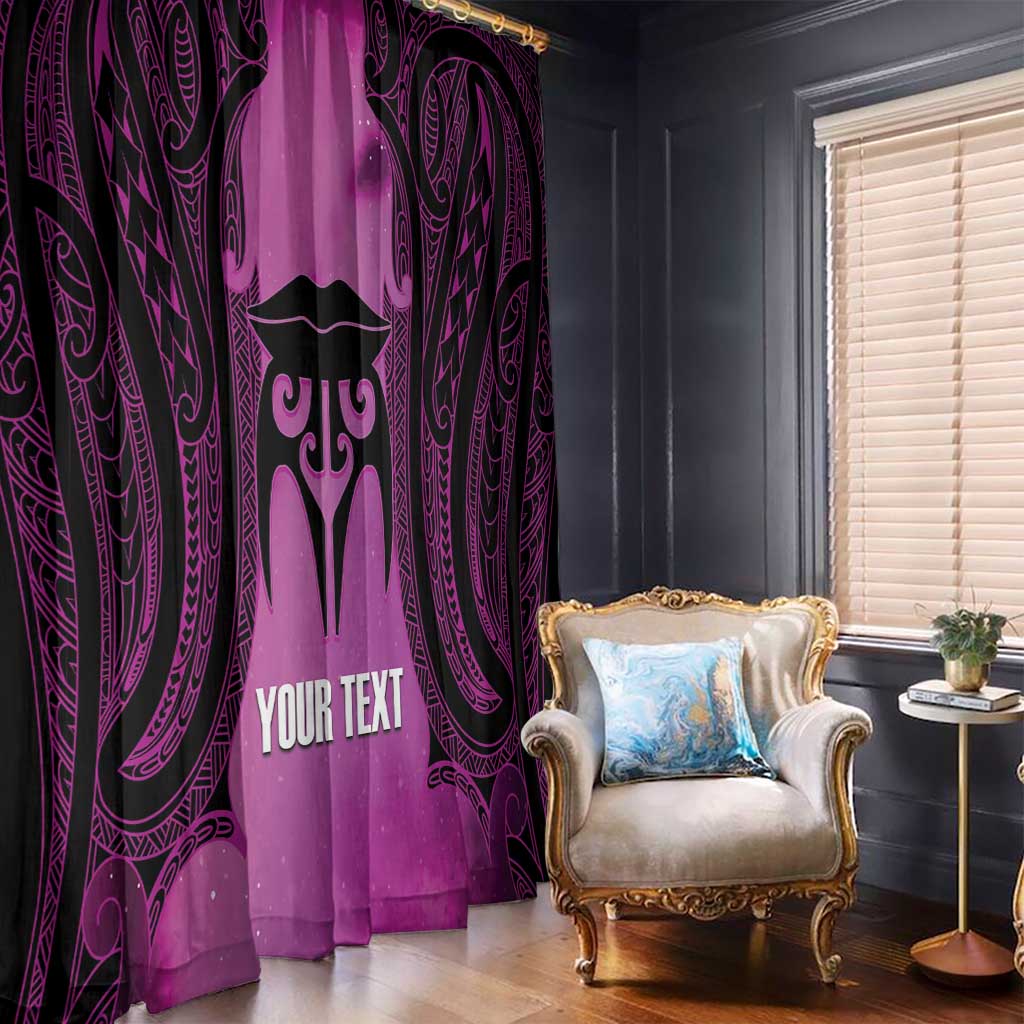 Personalised Moko Kauae New Zealand Window Curtain Maori Chin Tattoo Pink - Polynesian Pride