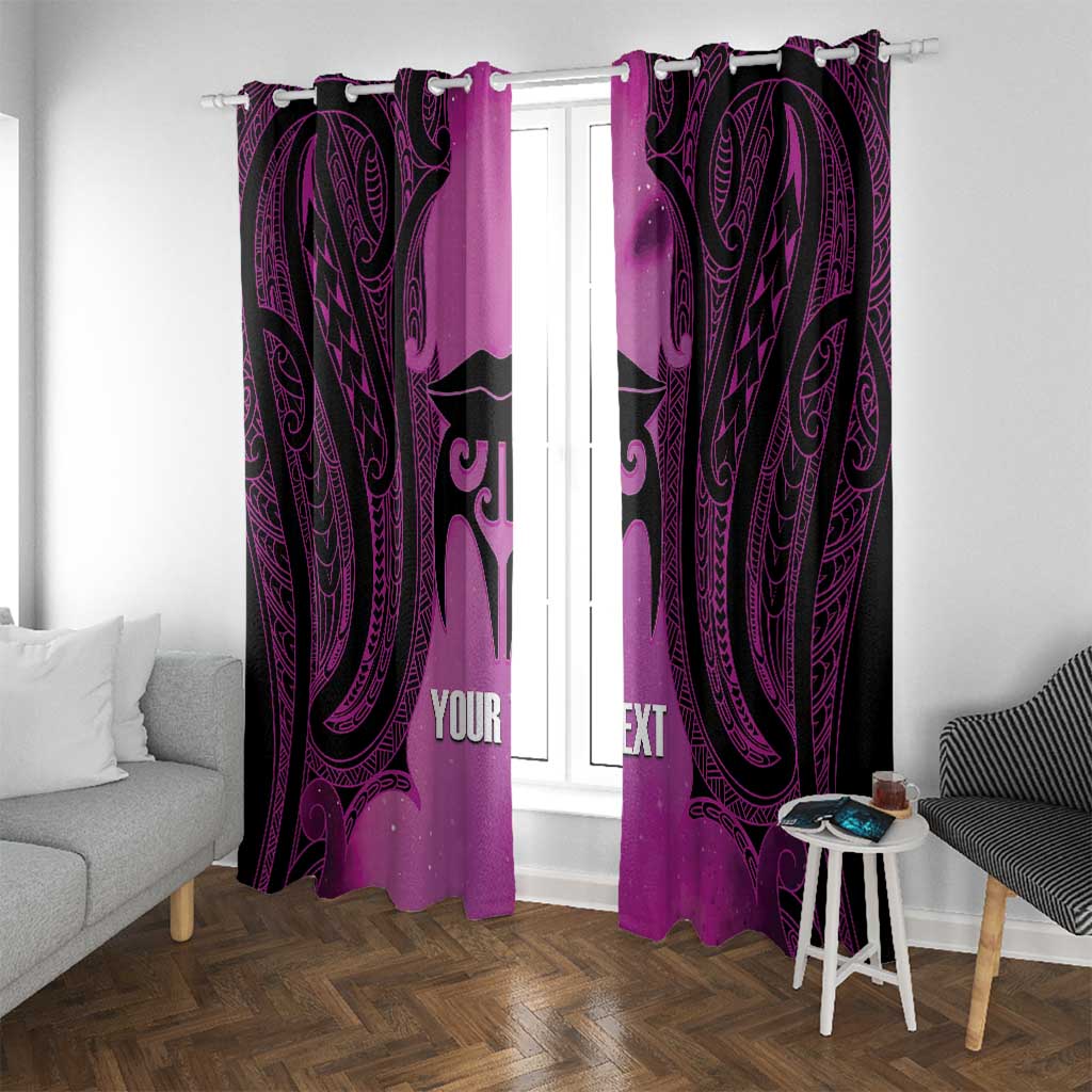 Personalised Moko Kauae New Zealand Window Curtain Maori Chin Tattoo Pink - Polynesian Pride