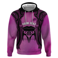 Personalised Moko Kauae New Zealand Zip Hoodie Maori Chin Tattoo Pink - Polynesian Pride