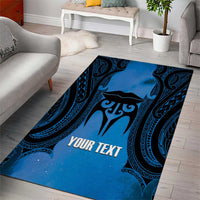 Personalised Moko Kauae New Zealand Area Rug Maori Chin Tattoo Blue LT14 - Polynesian Pride