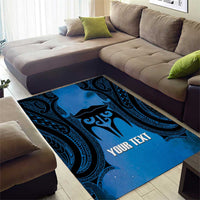 Personalised Moko Kauae New Zealand Area Rug Maori Chin Tattoo Blue LT14 - Polynesian Pride