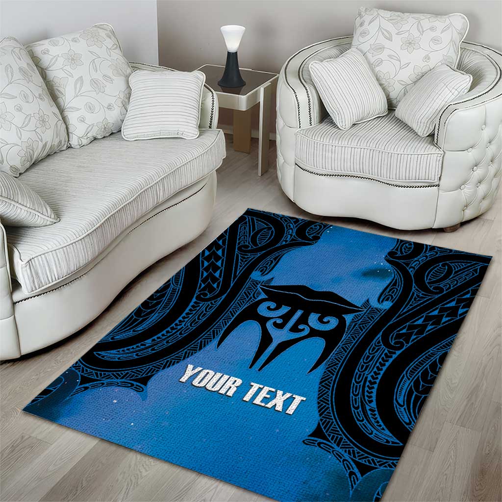 Personalised Moko Kauae New Zealand Area Rug Maori Chin Tattoo Blue LT14 - Polynesian Pride