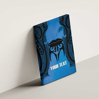 Personalised Moko Kauae New Zealand Canvas Wall Art Maori Chin Tattoo Blue - Polynesian Pride