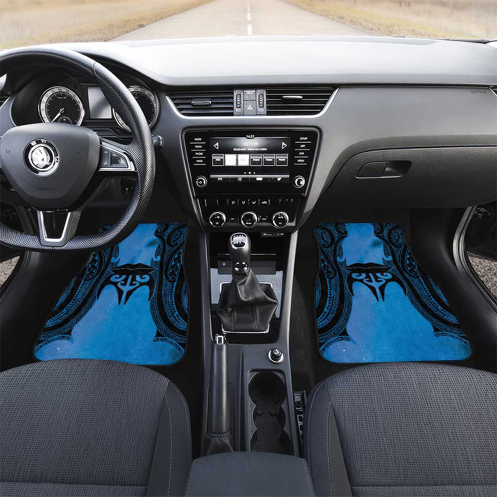 Personalised Moko Kauae New Zealand Car Mats Maori Chin Tattoo Blue - Polynesian Pride