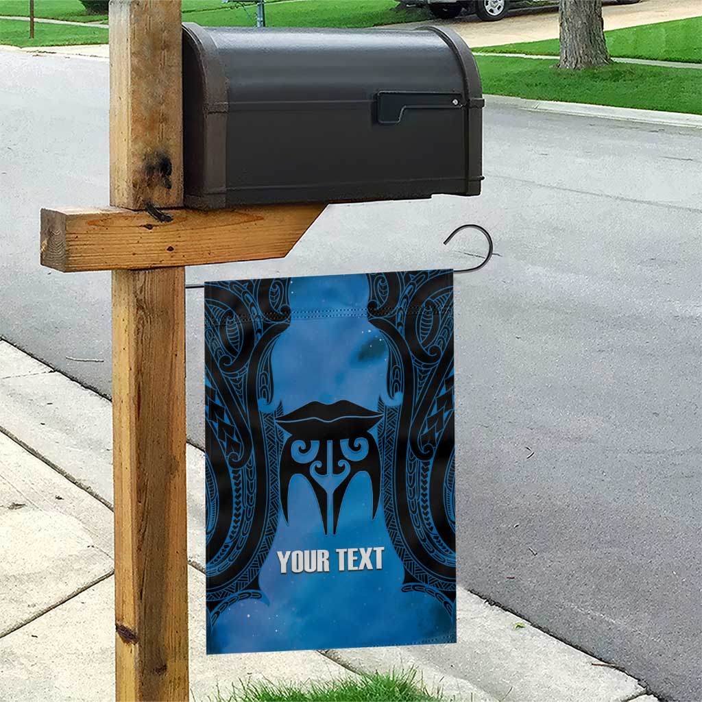 Personalised Moko Kauae New Zealand Garden Flag Maori Chin Tattoo Blue - Polynesian Pride