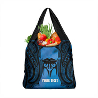 Personalised Moko Kauae New Zealand Grocery Bag Maori Chin Tattoo Blue LT14 1-pack One Size Blue - Polynesian Pride