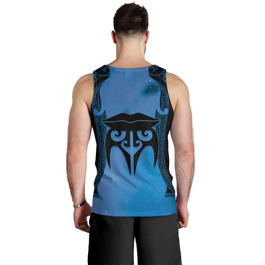 Personalised Moko Kauae New Zealand Men Tank Top Maori Chin Tattoo Blue LT14 - Polynesian Pride