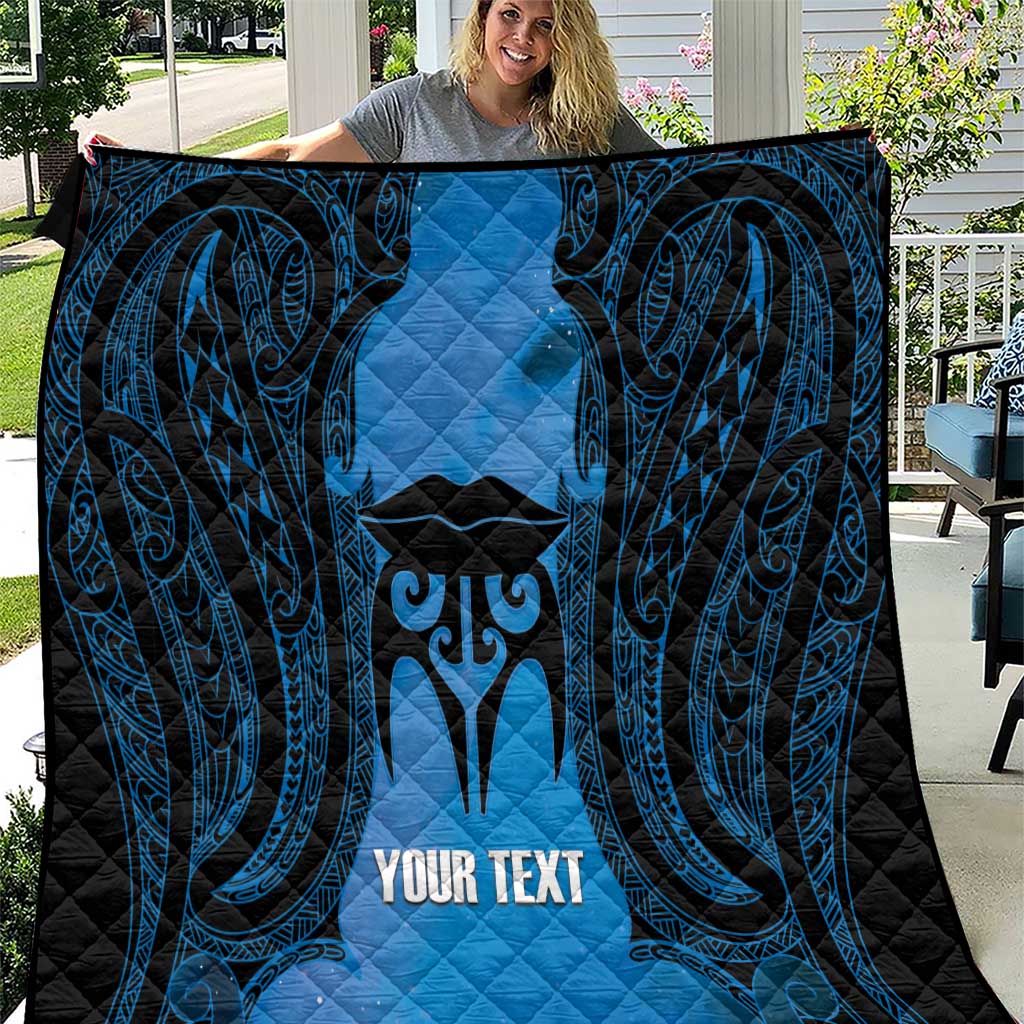 Personalised Moko Kauae New Zealand Quilt Maori Chin Tattoo Blue LT14 Blue - Polynesian Pride