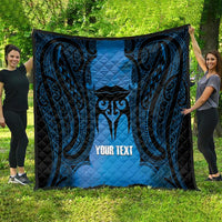 Personalised Moko Kauae New Zealand Quilt Maori Chin Tattoo Blue LT14 - Polynesian Pride