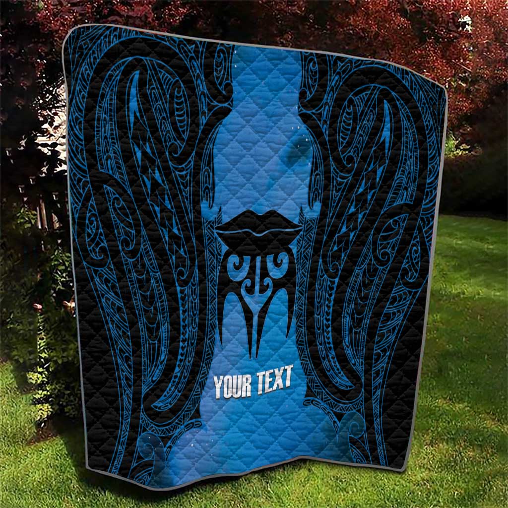 Personalised Moko Kauae New Zealand Quilt Maori Chin Tattoo Blue LT14 - Polynesian Pride