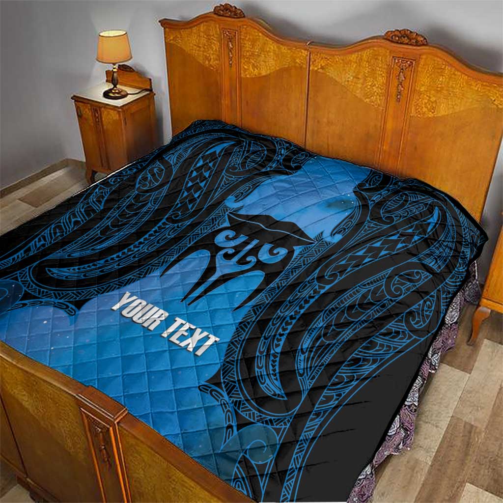 Personalised Moko Kauae New Zealand Quilt Maori Chin Tattoo Blue LT14 - Polynesian Pride