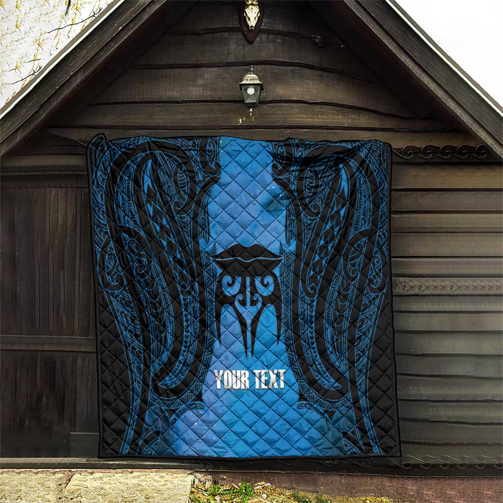 Personalised Moko Kauae New Zealand Quilt Maori Chin Tattoo Blue LT14 - Polynesian Pride