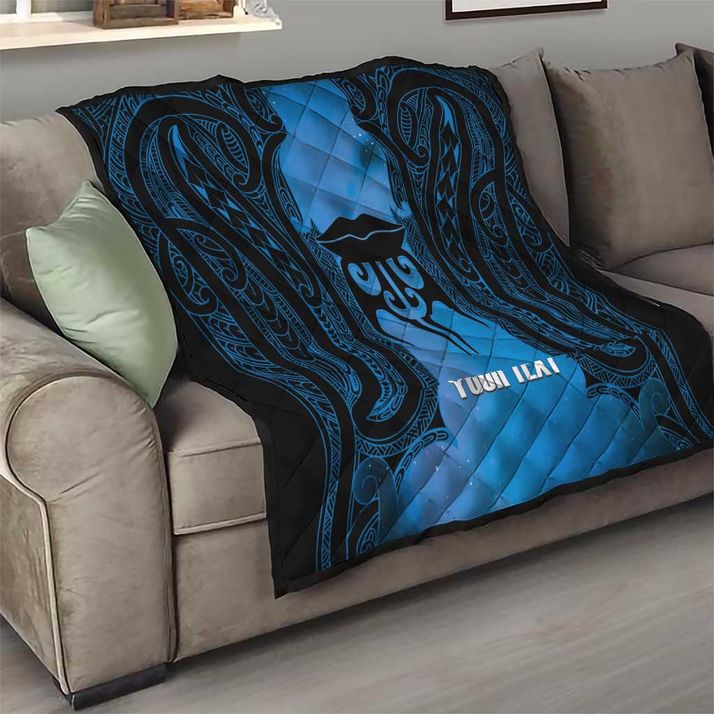 Personalised Moko Kauae New Zealand Quilt Maori Chin Tattoo Blue LT14 - Polynesian Pride