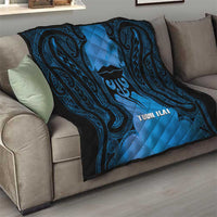 Personalised Moko Kauae New Zealand Quilt Maori Chin Tattoo Blue LT14 - Polynesian Pride