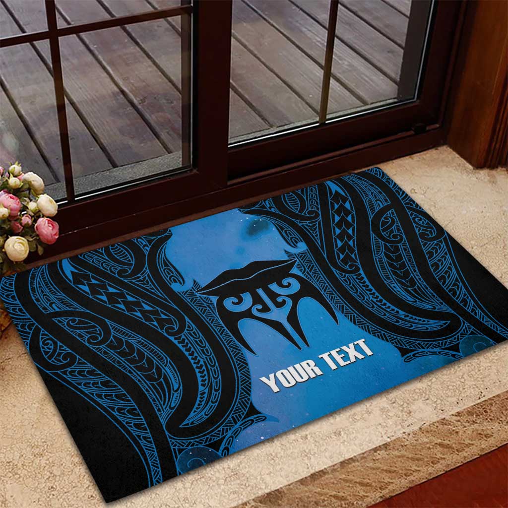 Personalised Moko Kauae New Zealand Rubber Doormat Maori Chin Tattoo Blue LT14 - Polynesian Pride