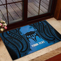 Personalised Moko Kauae New Zealand Rubber Doormat Maori Chin Tattoo Blue LT14 - Polynesian Pride