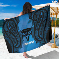 Personalised Moko Kauae New Zealand Sarong Maori Chin Tattoo Blue LT14 One Size 44 x 66 inches Blue - Polynesian Pride
