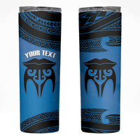 Personalised Moko Kauae New Zealand Skinny Tumbler Maori Chin Tattoo Blue LT14 Blue - Polynesian Pride