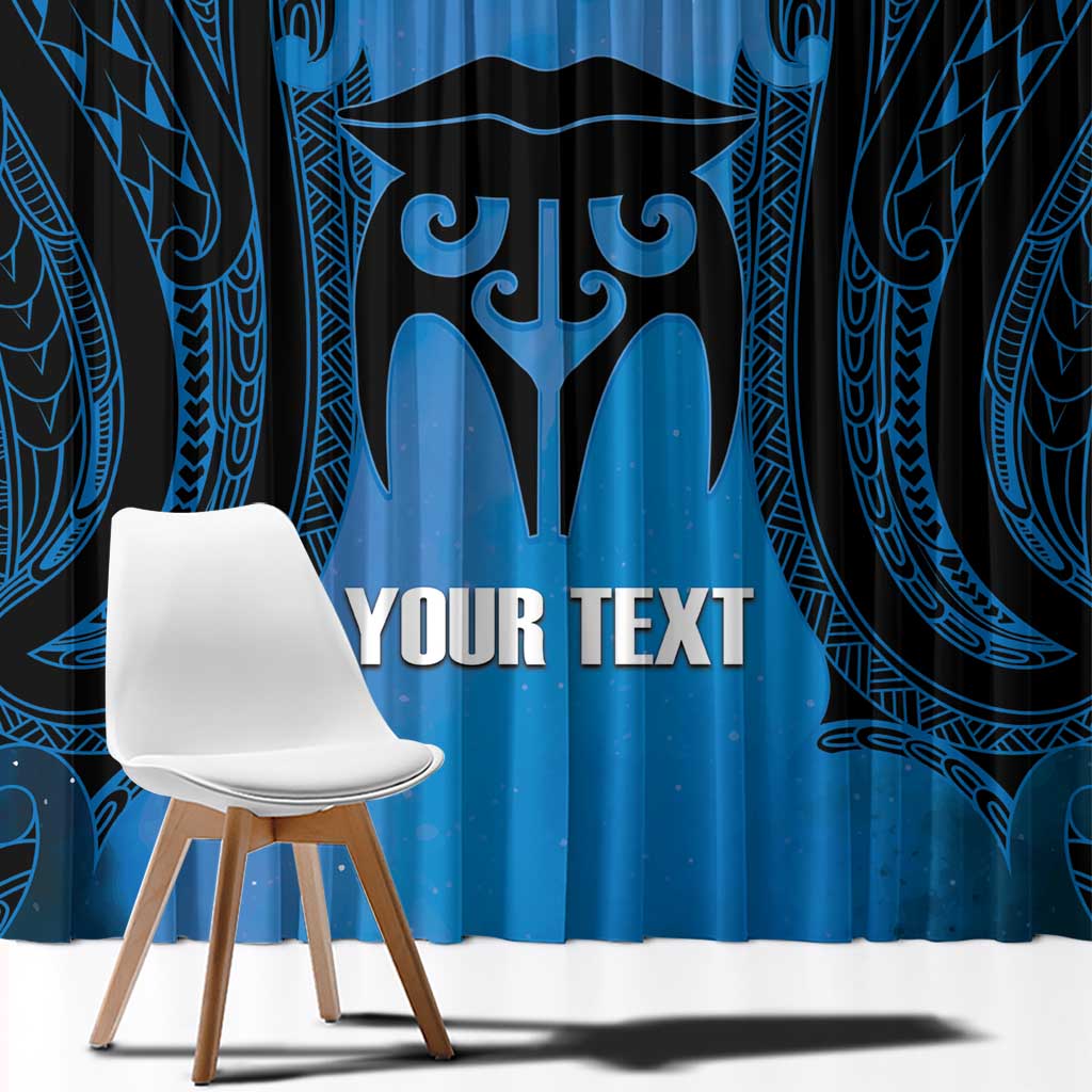 Personalised Moko Kauae New Zealand Window Curtain Maori Chin Tattoo Blue LT14 - Polynesian Pride