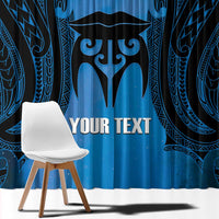 Personalised Moko Kauae New Zealand Window Curtain Maori Chin Tattoo Blue LT14 - Polynesian Pride