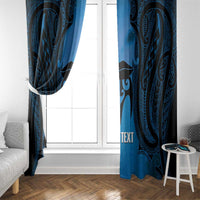 Personalised Moko Kauae New Zealand Window Curtain Maori Chin Tattoo Blue LT14 - Polynesian Pride