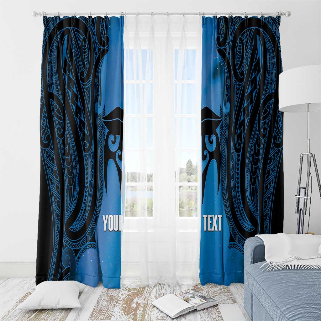 Personalised Moko Kauae New Zealand Window Curtain Maori Chin Tattoo Blue LT14 - Polynesian Pride