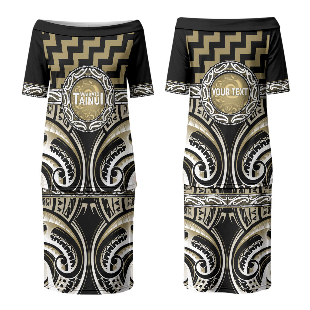 Aotearoa Waikato Tainui Personalised Couples Matching Puletasi and Hawaiian Shirt Maori Iwi Poutama Puhoro Tattoo LT14 - Polynesian Pride