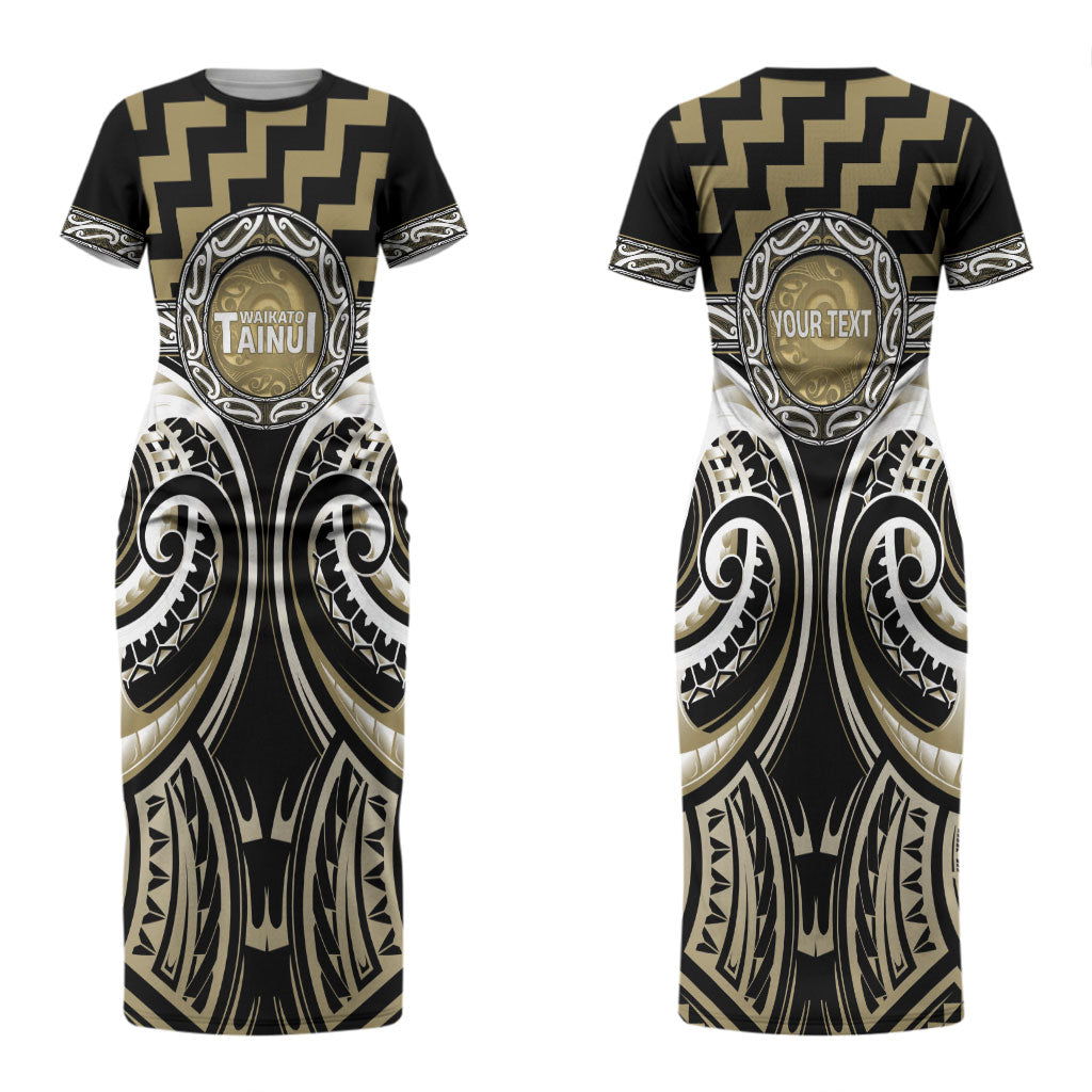 Aotearoa Waikato Tainui Personalised Couples Matching Short Sleeve Bodycon Dress and Hawaiian Shirt Maori Iwi Poutama Puhoro Tattoo LT14 - Polynesian Pride