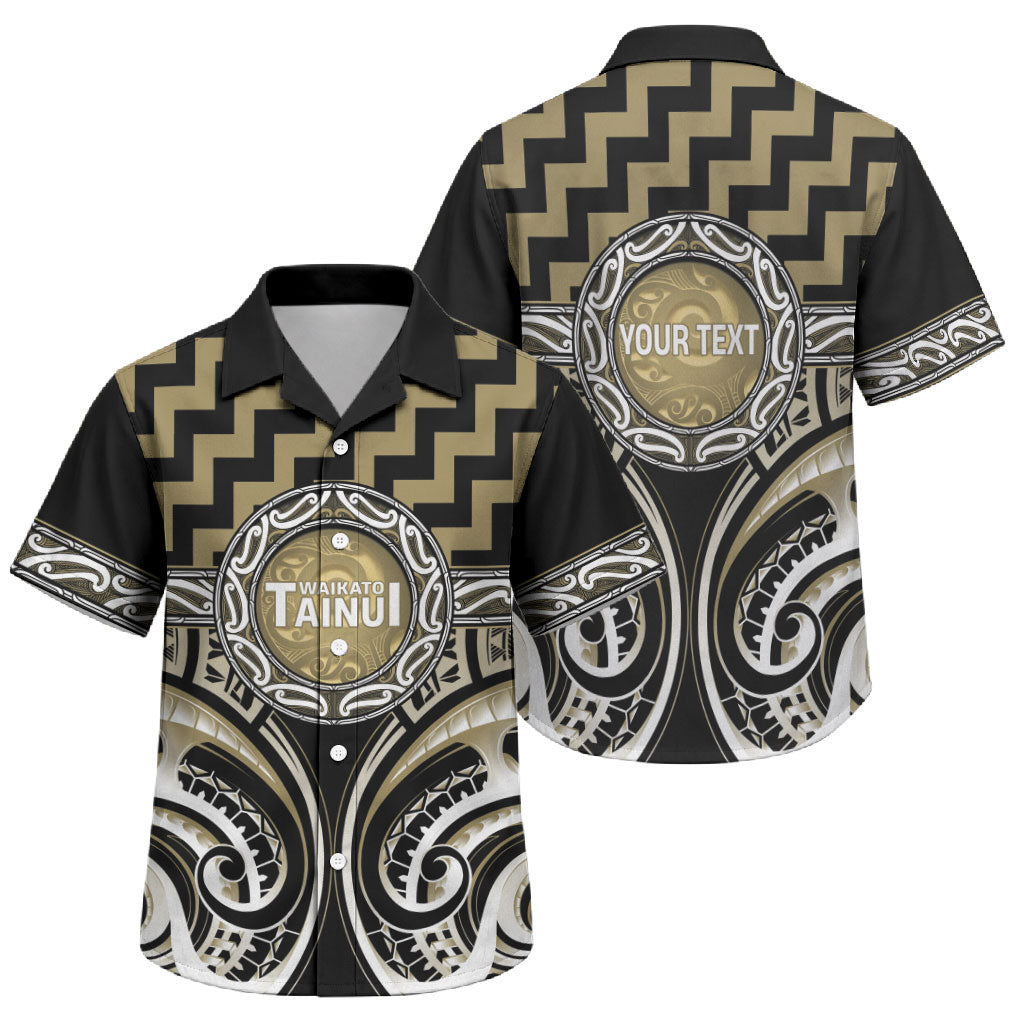 Aotearoa Waikato Tainui Personalised Family Matching Off Shoulder Maxi Dress and Hawaiian Shirt Maori Iwi Poutama Puhoro Tattoo LT14 Son's Shirt Old Yellow - Polynesian Pride