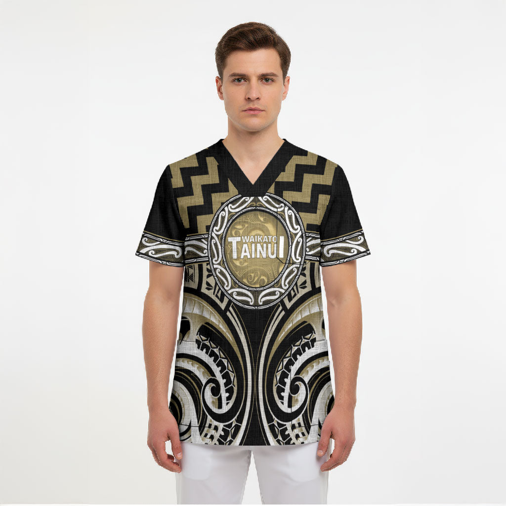 Aotearoa Waikato Tainui Personalised Scrub Top Maori Iwi Poutama Puhoro Tattoo LT14 - Polynesian Pride