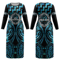 Aotearoa Ngati Kahungunu Personalised Couples Matching Long Sleeve Bodycon Dress and Hawaiian Shirt Maori Iwi Poutama Puhoro Tattoo LT14 - Polynesian Pride