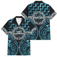 Aotearoa Ngati Kahungunu Personalised Family Matching Long Sleeve Bodycon Dress and Hawaiian Shirt Maori Iwi Poutama Puhoro Tattoo LT14 Dad's Shirt - Short Sleeve Turquoise - Polynesian Pride