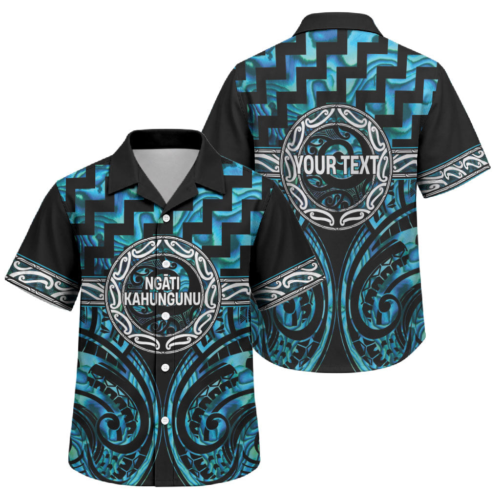 Aotearoa Ngati Kahungunu Personalised Family Matching Off Shoulder Maxi Dress and Hawaiian Shirt Maori Iwi Poutama Puhoro Tattoo LT14 Son's Shirt Turquoise - Polynesian Pride