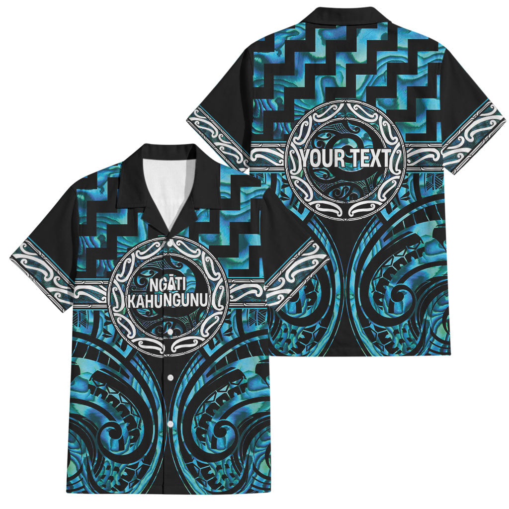 Aotearoa Ngati Kahungunu Personalised Family Matching Short Sleeve Bodycon Dress and Hawaiian Shirt Maori Iwi Poutama Puhoro Tattoo LT14 Dad's Shirt - Short Sleeve Turquoise - Polynesian Pride