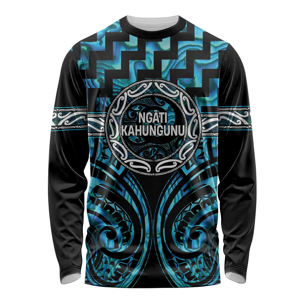 Aotearoa Ngati Kahungunu Personalised Long Sleeve Shirt Maori Iwi Poutama Puhoro Tattoo LT14 Unisex Turquoise - Polynesian Pride