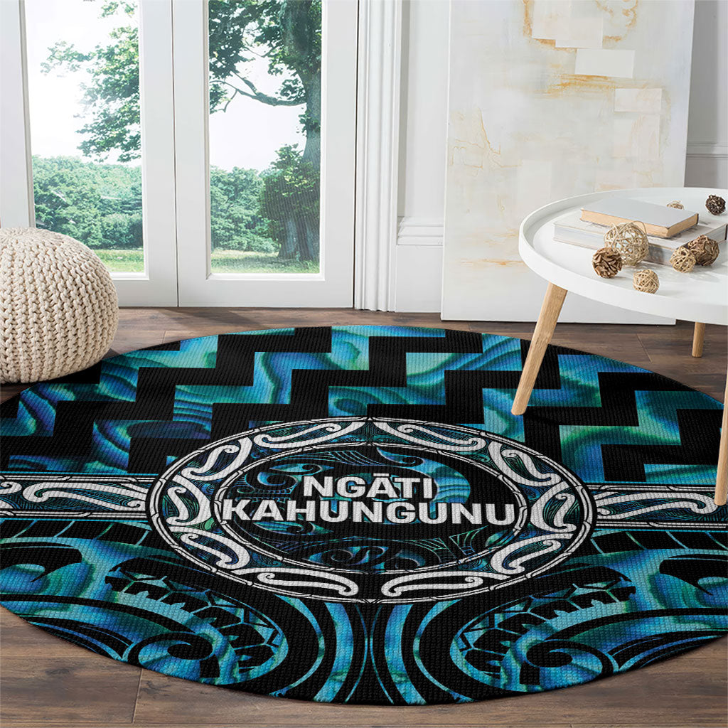 Aotearoa Ngati Kahungunu Round Carpet Maori Iwi Poutama Puhoro Tattoo LT14 - Polynesian Pride
