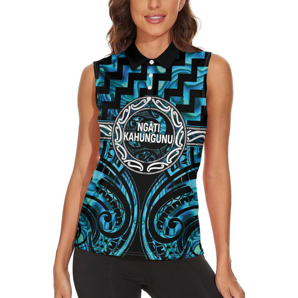 Aotearoa Ngati Kahungunu Personalised Women Sleeveless Polo Shirt Maori Iwi Poutama Puhoro Tattoo LT14 - Polynesian Pride