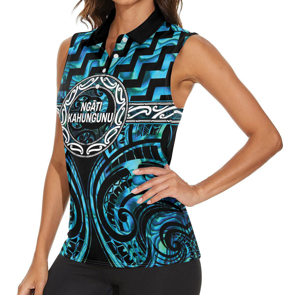 Aotearoa Ngati Kahungunu Personalised Women Sleeveless Polo Shirt Maori Iwi Poutama Puhoro Tattoo LT14 - Polynesian Pride