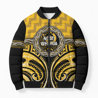 Aotearoa Ngati Whatua Personalised Bomber Puffer Jacket Maori Iwi Poutama Puhoro Tattoo LT14 Unisex Yellow - Polynesian Pride