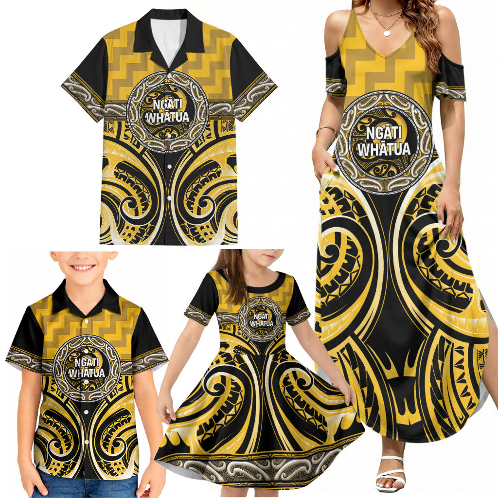 Aotearoa Ngati Whatua Personalised Family Matching Summer Maxi Dress and Hawaiian Shirt Maori Iwi Poutama Puhoro Tattoo LT14 - Polynesian Pride