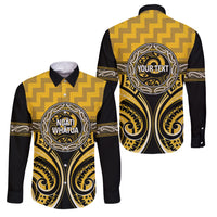 Aotearoa Ngati Whatua Personalised Family Matching Summer Maxi Dress and Hawaiian Shirt Maori Iwi Poutama Puhoro Tattoo LT14 Dad's Shirt - Long Sleeve Yellow - Polynesian Pride