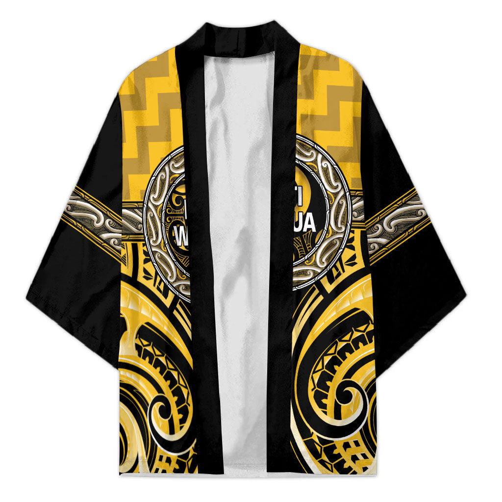Aotearoa Ngati Whatua Personalised Kimono Maori Iwi Poutama Puhoro Tattoo LT14 Unisex Yellow - Polynesian Pride