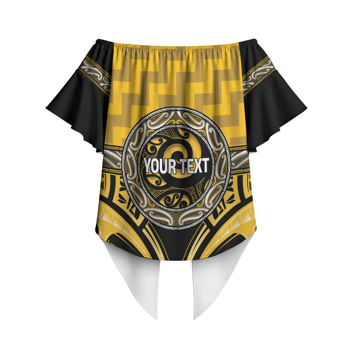 Aotearoa Ngati Whatua Personalised Off Shoulder Wrap Waist Top Maori Iwi Poutama Puhoro Tattoo LT14 - Polynesian Pride