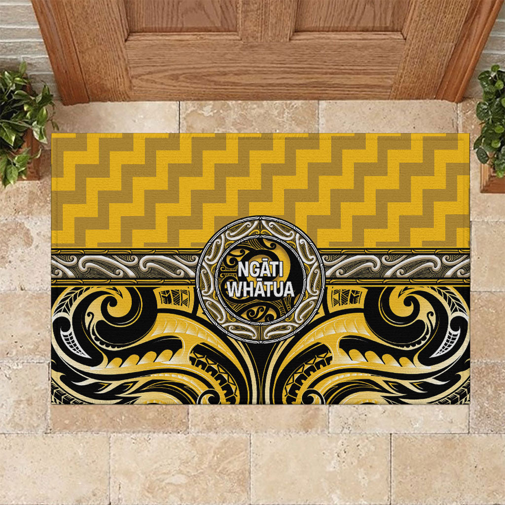 Aotearoa Ngati Whatua Rubber Doormat Maori Iwi Poutama Puhoro Tattoo LT14 Yellow - Polynesian Pride