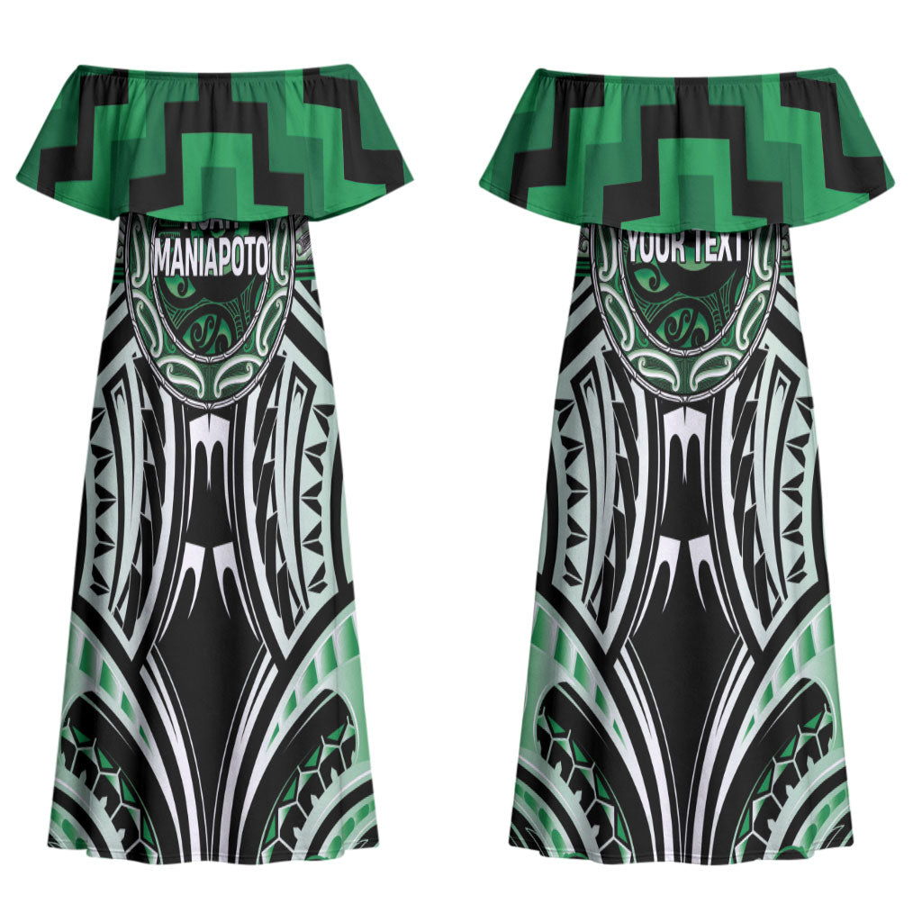 Aotearoa Ngati Maniapoto Personalised Couples Matching Off Shoulder Maxi Dress and Long Sleeve Button Shirt Maori Iwi Poutama Puhoro Tattoo LT14 - Polynesian Pride
