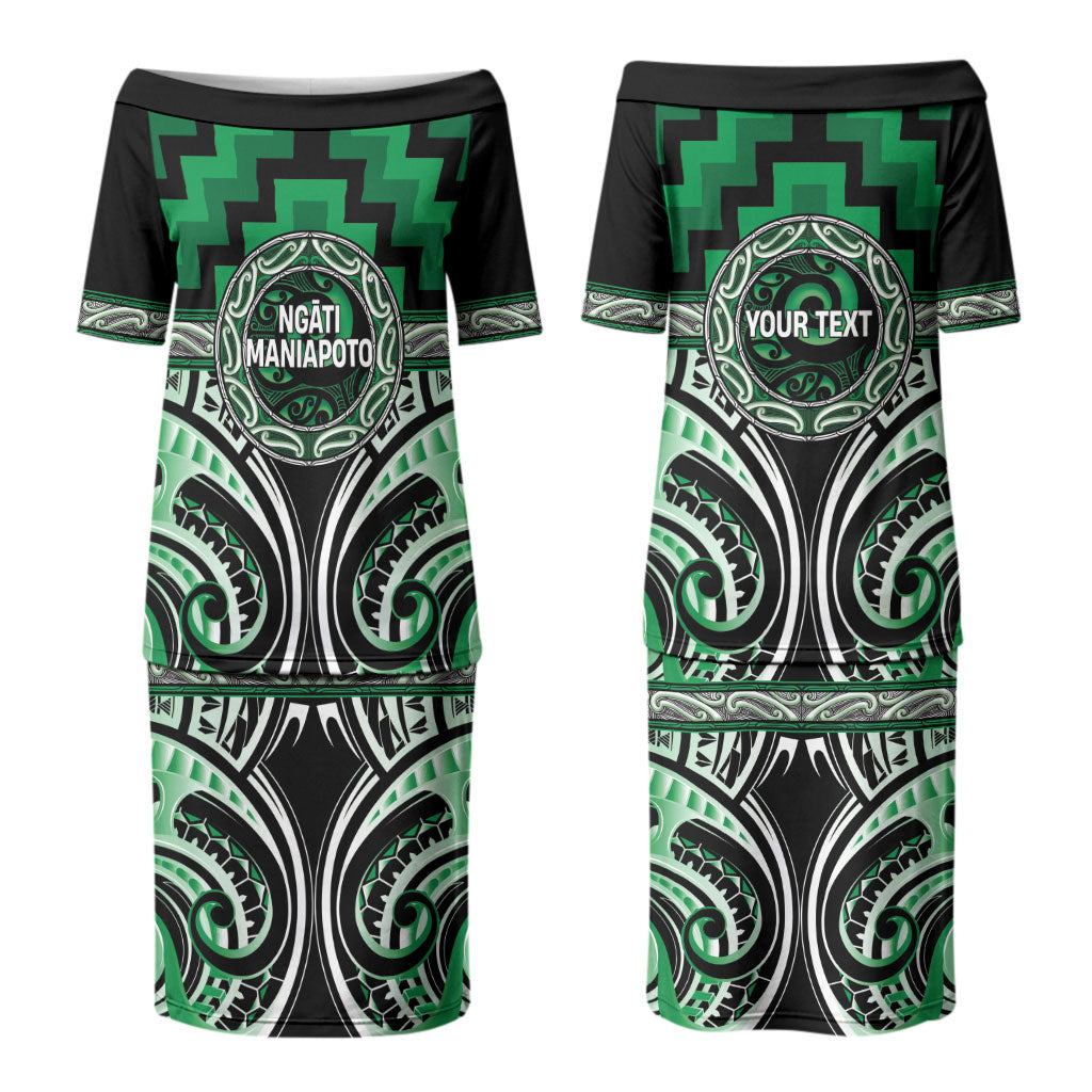 Aotearoa Ngati Maniapoto Personalised Couples Matching Puletasi and Long Sleeve Button Shirt Maori Iwi Poutama Puhoro Tattoo LT14 - Polynesian Pride