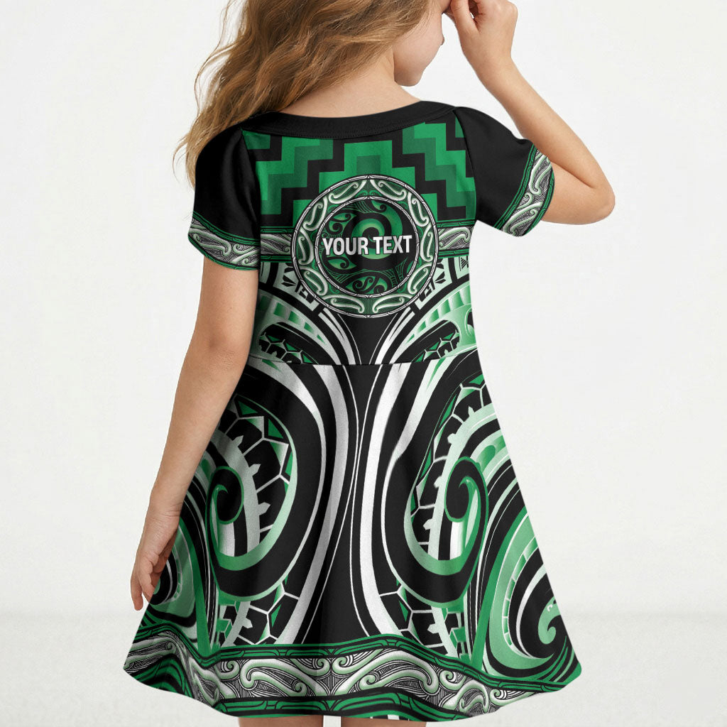 Aotearoa Ngati Maniapoto Personalised Kid Short Sleeve Dress Maori Iwi Poutama Puhoro Tattoo LT14 - Polynesian Pride