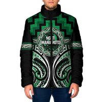 Aotearoa Ngati Maniapoto Personalised Padded Jacket Maori Iwi Poutama Puhoro Tattoo LT14 Men Green - Polynesian Pride